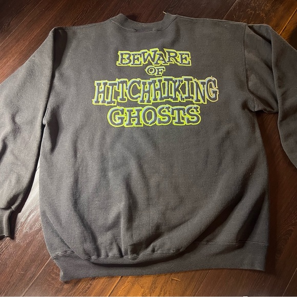 Disney Haunted Mansion Vintage RARE Crewneck Sweater - Black Large Glow in Dark - Picture 8 of 12